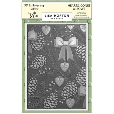 Lisa Horton Crafts 3D Embossing Folder - Hearts, Cones, and Bows